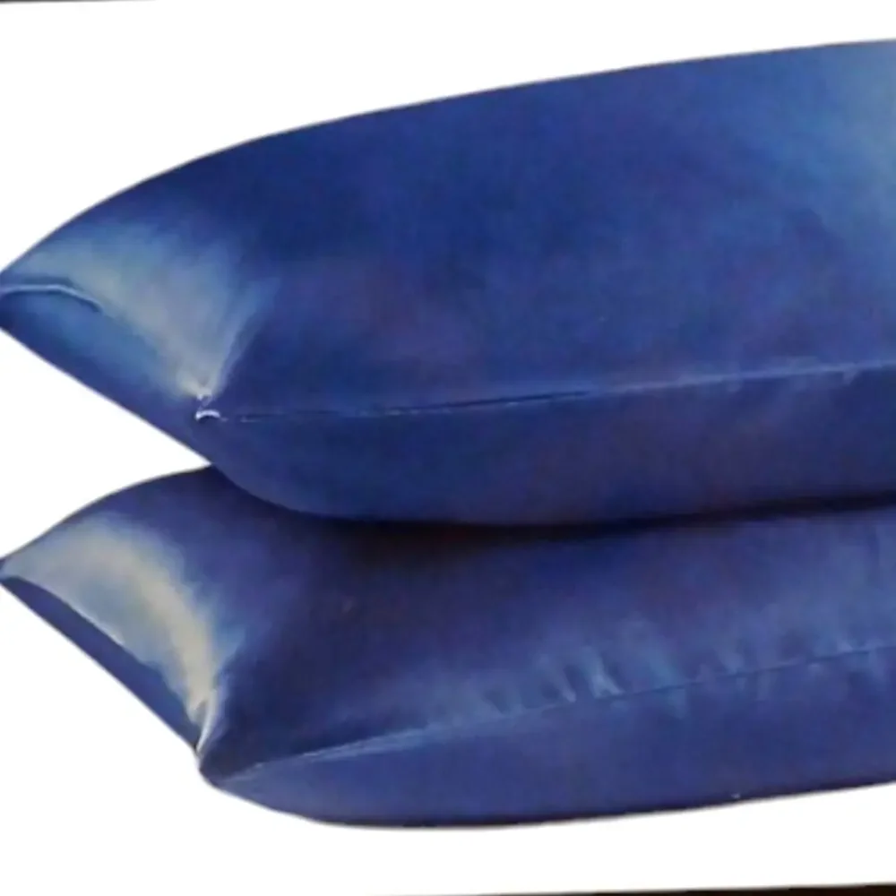 2 Pc Beautyrest STANDARD Satin Pillowcases BLUE Silky Therapeutic Ha…